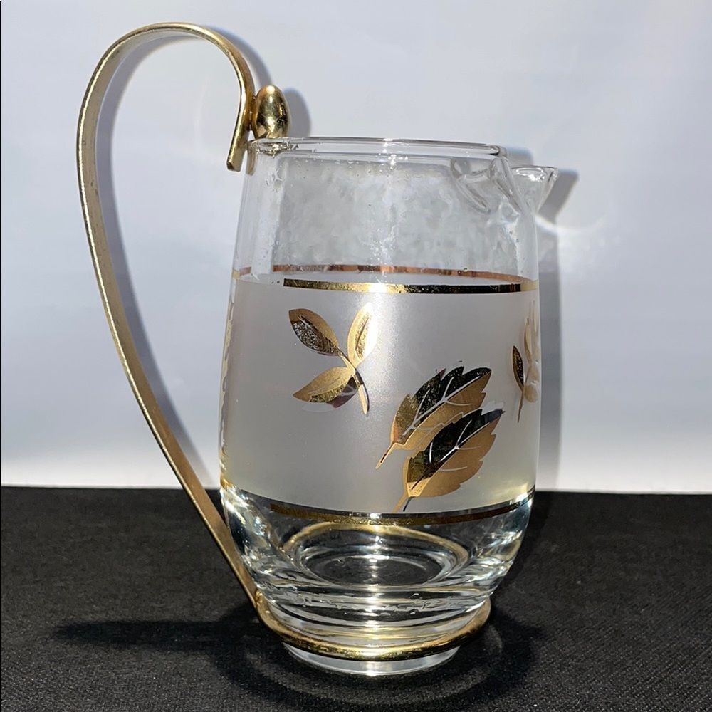 Elegant Gold Leaf Glass Pitcher